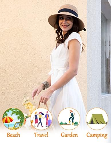 Chapéus do sol feminino Proteção UV Larga larga chapéu mulheres chapéu de sol embalável para mulheres chapéus de palha