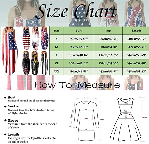 4 de julho maxi vestidos para mulheres casuais vestido boho bandeira americana colher colo de pescoço cami sem mangas