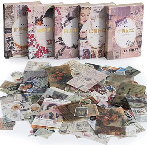 480pcs Supplies de scrapbooking vintage, BSRESIN Mini Scrapbook Papel para vintagem estética de suprimentos de suprimentos