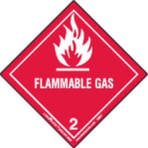 LabelMaster HMSL70S Etiqueta com redes de gás inflamável, filme sem PVC, Hazmat, 4 x 4