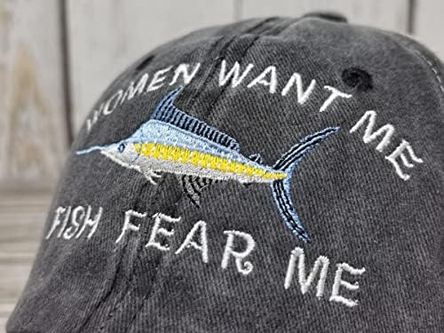 ENODTTER MULHERES bordadas que me querem peixes tem medo de chapéus de beisebol