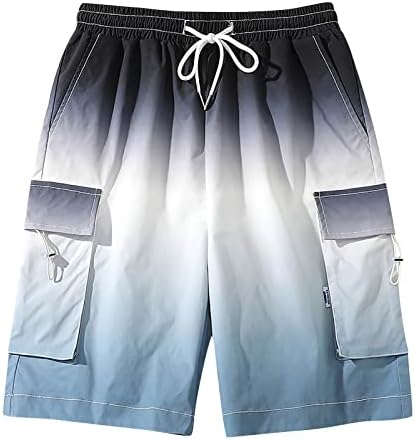 Mens Shorts Cargo, shorts de carga masculinos soltos casuais casuais com cordão de tração de punho masculino