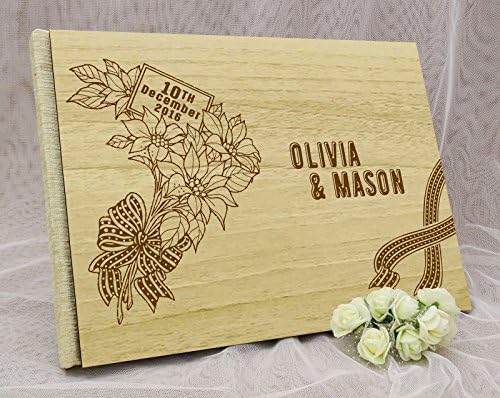 Livro de conselhos de noiva e noivo de madeira de madeira de madeira
