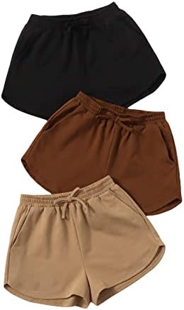 Shorts de salão de cintura de cordas de 3 peças da garotinha Verdusa com bolso