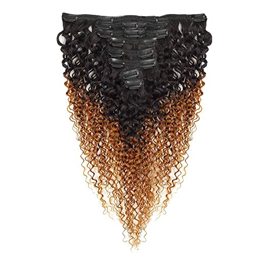 Cabelo humano Clipe Curly Ins Extensões de cabelo para mulheres negras 1b/30 ombre marrom clipe cacheado de cabelos