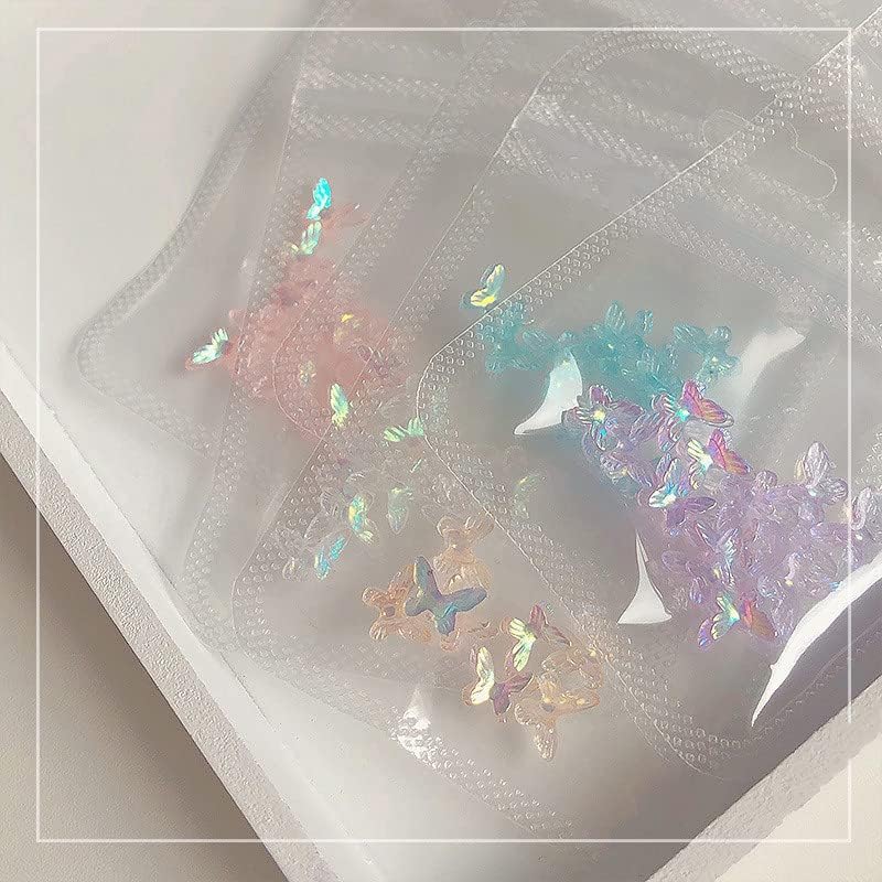 10/20pcs aurora glitter 3d colorido butterfly unhas jóias decalques de manicure de resina diy acessórios de decorações