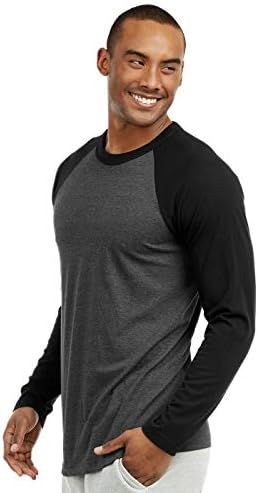 Camise de beisebol de algodão raglan de manga completa de comprimento masculino