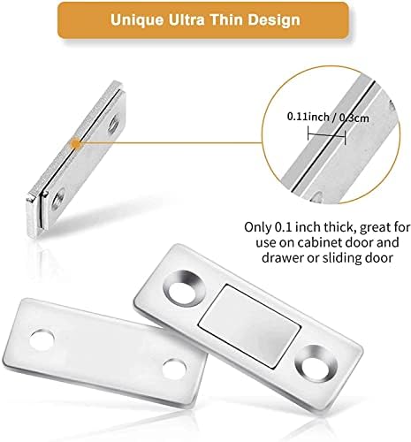 Ímãs da porta do armário 12 embalagem Pacote Ultra Fin Magnetic Door Catch com parafusos de aço inoxidável Gaveta Magnet Catch