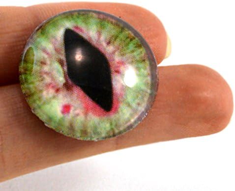 O olho de vidro de 25 mm de dragão verde e verde ou um olho de gato para esculturas de taxidermia ou jóias que fazem pingentes