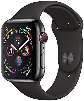 Apple Watch Series 4 - Capa de aço inoxidável preto espacial com banda esportiva preta