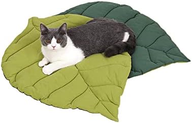 Fomuni Auto-aquecimento de gato, almofada de gato de algodão, tapete de folhas de gato lavável suave para filhotes