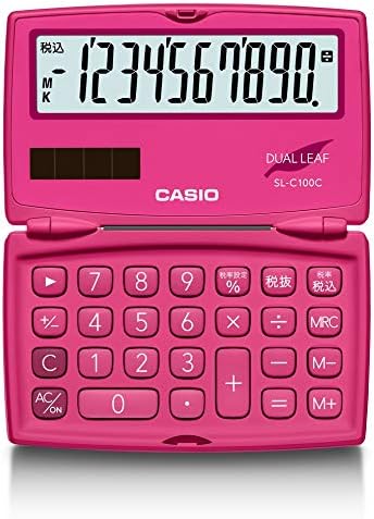 Casio SL-C100C-RD-N Calculadora colorida, rosa vívido, 10 dígitos, Tipo de notebook dobrável