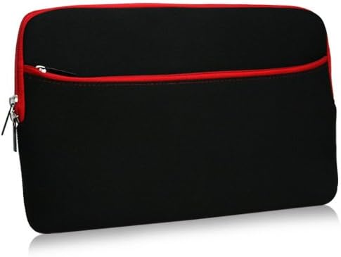 Caixa de ondas de caixa compatível com IWEGGO Android 11 comprimido CP80 - SoftSuit com bolso, bolsa macia na capa de capa de capa com zíper - jato preto com acabamento vermelho