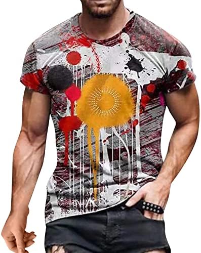 Camisas de novidade masculinas de verão casual de manga curta camisetas gráficas redondas pescoço solto ajuste tampes rápidos