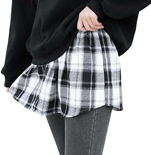Extensores de camisa xadrez para mulheres de camadas ajustáveis ​​Mini -saia de camadas falsas Mini -saia Casual Blouse