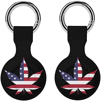 Caixa de silicone impressa na bandeira dos EUA para airtags com o chaveiro de proteção contra a tag de tag de tags de tags de tags de