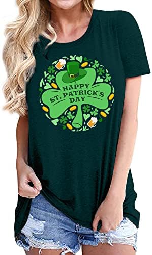 Camisa do dia de St.Patrick para mulheres camisas de trevo o pescoço de manga curta blusa imprimir camisetas soltas camisetas