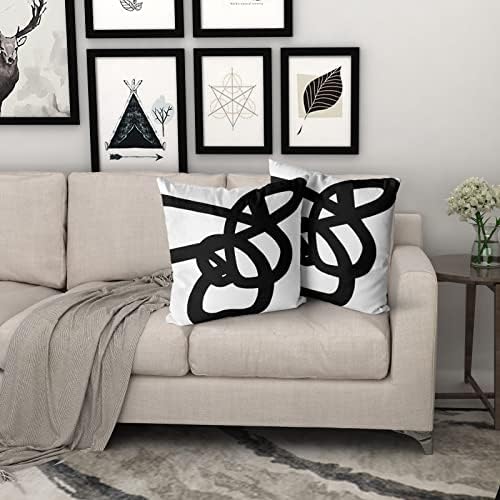 Kawani Black and White travesseiro Capas 18x18 em abstrato Modern Graffiti Art Line Linha decorativa Caso de travesseiros com