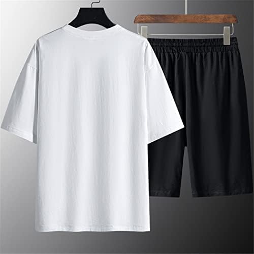 T-shirts de manga curta de traje de verão+shorts algodão sólido de 2 peças conjuntos de roupas esportivas de roupas esportivas