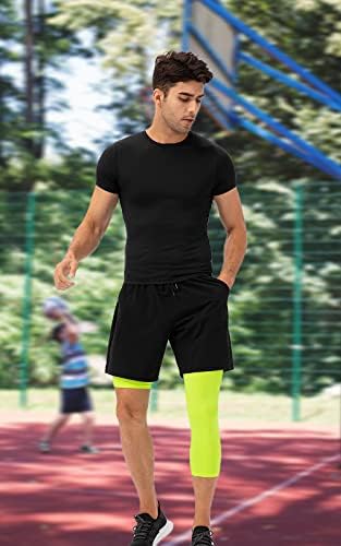 Calças justas de compressão masculina, calças de uma perna para o basquete atlético da camada de base da camada de base