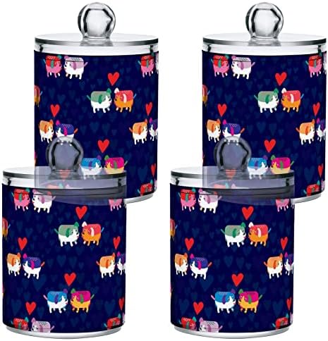Love Dog Azul Cotton Swab Suports Recipientes de banheiro Jarro com tampas conjunto de algodão Ball Pad Round Solder Jar para cotonete
