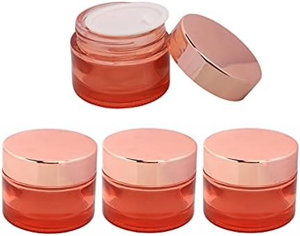 4 Pack Jar cosméticos Jarra de vidro rosa de vidro rosa Viagem Jarra de jarra de maquiagem Pote de recipiente para loções
