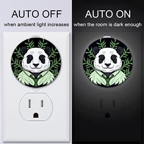 2 Pacote Plug-in Nightlight LED Night Light com Dusk-to-Dewn Sensor for Kids Room, Nursery, Kitchen, Hallway Panda