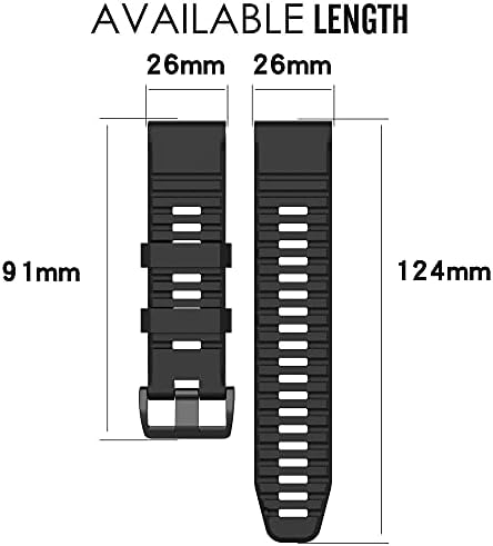 Banda para Garmin Fenix ​​5x/Fenix ​​6x, Soleteira de relógio de substituição de silicone macio para Garmin Fenix ​​5x/Fenix ​​5x Plus/Fenix ​​6x/Fenix ​​6x Pro/Fenix ​​3/Fenix ​​3 hr relógio inteligente, ajuste 5,7 polegadas-8,26 polegadas
