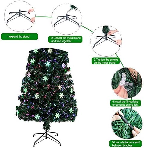 Árvore de Natal Artificial de Fibra Optical de 7 pés de 7 pés de 7 pés de 7 pés com luzes multicoloridas 290 dicas decoradas para