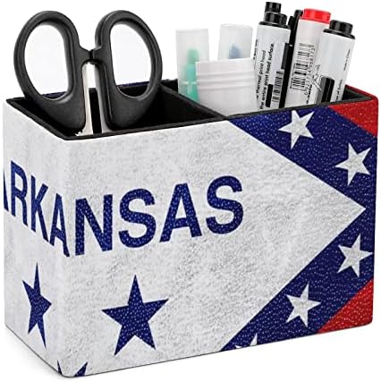 Os EUA e o Arkansas State Flag PU Couro Lápis Multifunction Cup Recainer Pattern Desk Organizer para o escritório em casa