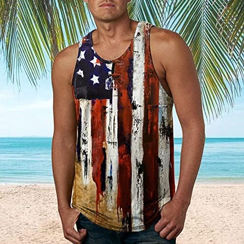 O Men Summer Summer Casual Tank Praia Blusa da blusa estampada Tops de primavera com mangas do tanque masculino de