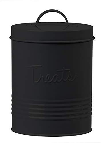 AMICI PET RETRO METAL METAL Storage Treats Jar, 72 onças fluidas, preto fosco