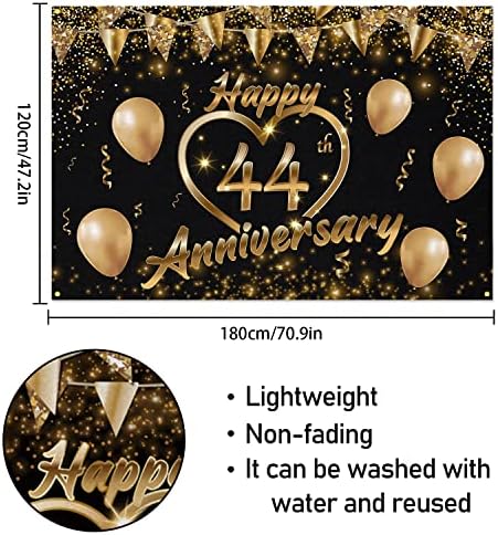 Feliz 38º aniversário da bandeira decoração de Black Gold - Glitter Love Heart Happy 38 anos Aniversário de casamento Decorações de