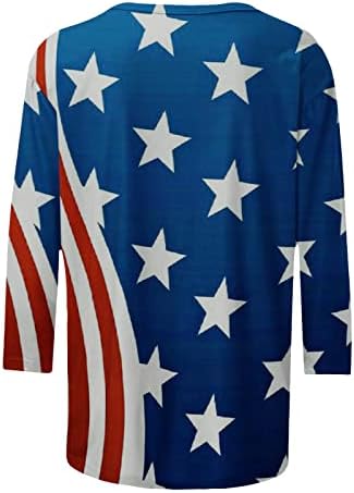 Bandeira americana feminina Tops de 4 de julho 4º sem mangas/manga curta Tireta t-shirt Print T-shirt Casual Independence
