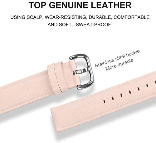 Aladrs Soft Genuine Leather Watch Band Straps Compatível para Fitbit Sense / Versa 3 SmartWatch