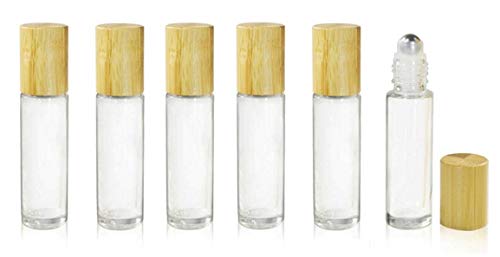 Grand Parfums Natural Bamboo Caps em garrafas de bola de aço inoxidável premium de 10 ml com rolos de aço inoxidável para misturas