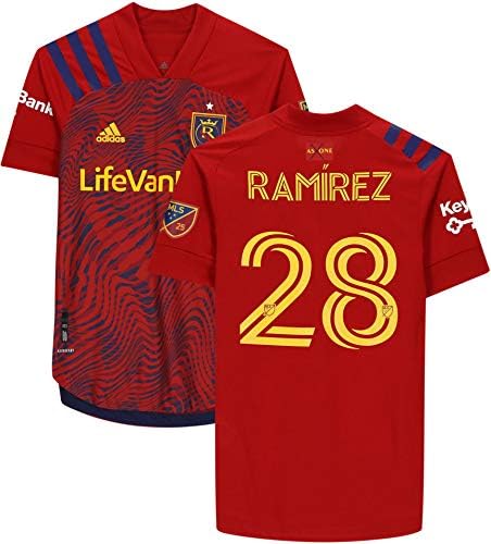 Jeizon Ramirez Real Salt Lake Lake autografou Jersey Red Used 28 da temporada de 2020 MLS - camisas de futebol autografadas