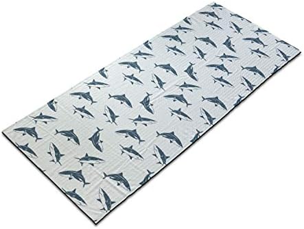 Ambesonne Sea Animals Yoga Mat toalha, tubarões padrão nadando para diferentes direções
