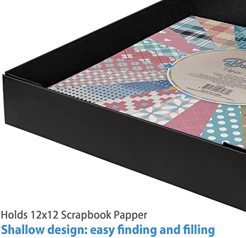 12x12 Caixa de armazenamento de scrapbook para scrapbooks, papéis e suprimentos, livre de odor, preto sólido, 2 pcs 2 pacote
