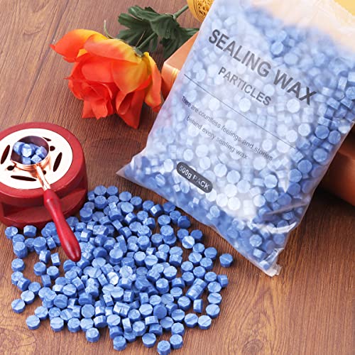 ICE Blue Selating Wex Beads, Wasole 1,1Pound Wax Seal Bads 1500pcs Becas de vedação de cera azul metálica para carimbo