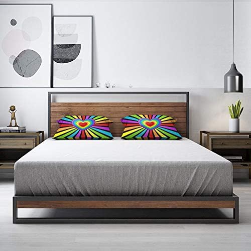 Aoyego arco -íris Tampa de travesseiro de arco -íris 12x20 polegadas corações coloridos linhas de amor linhas de solos