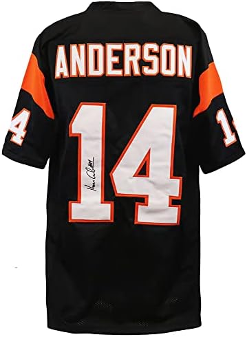 Ken Anderson assinou a camisa de futebol preta personalizada