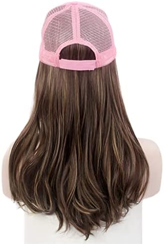 Douba Fashion Ladies Caps, Caps Hair, chapéus de beisebol rosa, perucas, perucas marrons longas e encaracoladas, chapéus