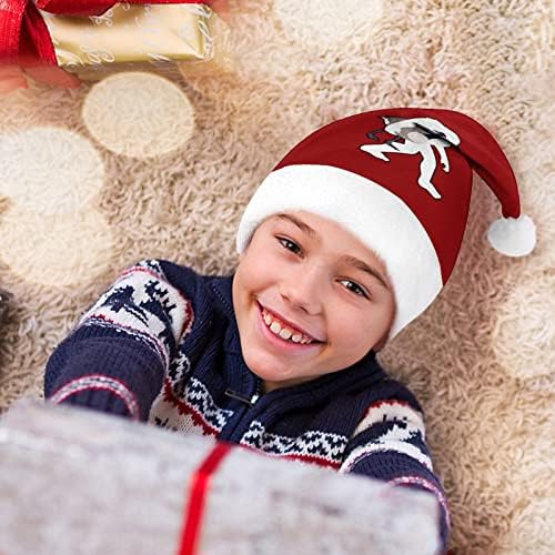 Bigfoot carregando o chapéu de Natal canadense de chapéu de chapéu de Papai Noel
