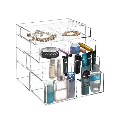 Caixa de organizador de maquiagem de acrílico de vencer com 4 gavetas removíveis, VMO-026
