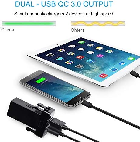 Porta USB dupla Cllena 6.4a qc3.0 Adaptador de energia do soquete do carregador rápido para Toyota, compatível com o iPad