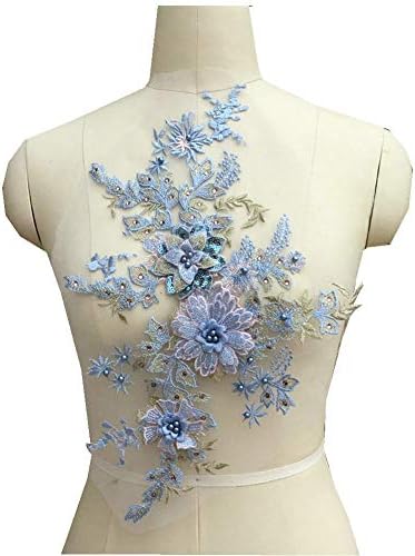 Colorido bordado de flor 3D remendos de pinhão de costura de costura apliquei pérolas tule tule tulle Diy Vestido de noiva