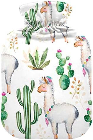 Garrafas de água quente com capa Cactus llama alpaca saco de água quente para alívio da dor, dores de cabeça nas costas, cama de água