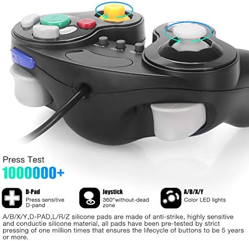 Controlador Wired para GameCube Nintendo Switch, 2 pacote de pacote clássico Game NGC Controllers para Wii Nintendo Super
