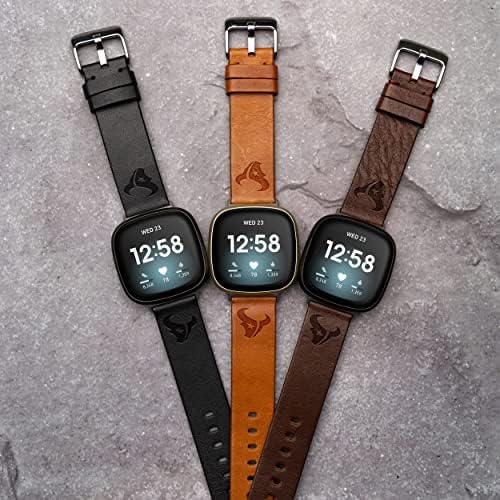 Time de jogo Houston Texans Premium Leather Watch Band compatível com Fitbit Versa 3 e Sense